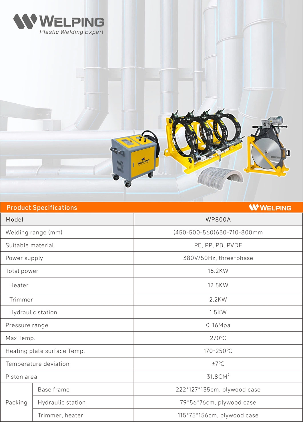 800mm Butt Welding Machine/HDPE Pipe Welding Machine/Butt Welder/PE Pipe Welding Machine/Hydraulic Butt Welding Machine/HDPE Jointing Machine/Price