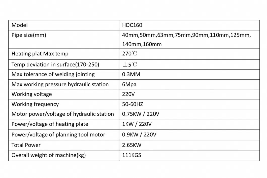 HDPE 160 Hydraulic Butt Fusion Welding Machine/ Plastic Pipe Welding Machine